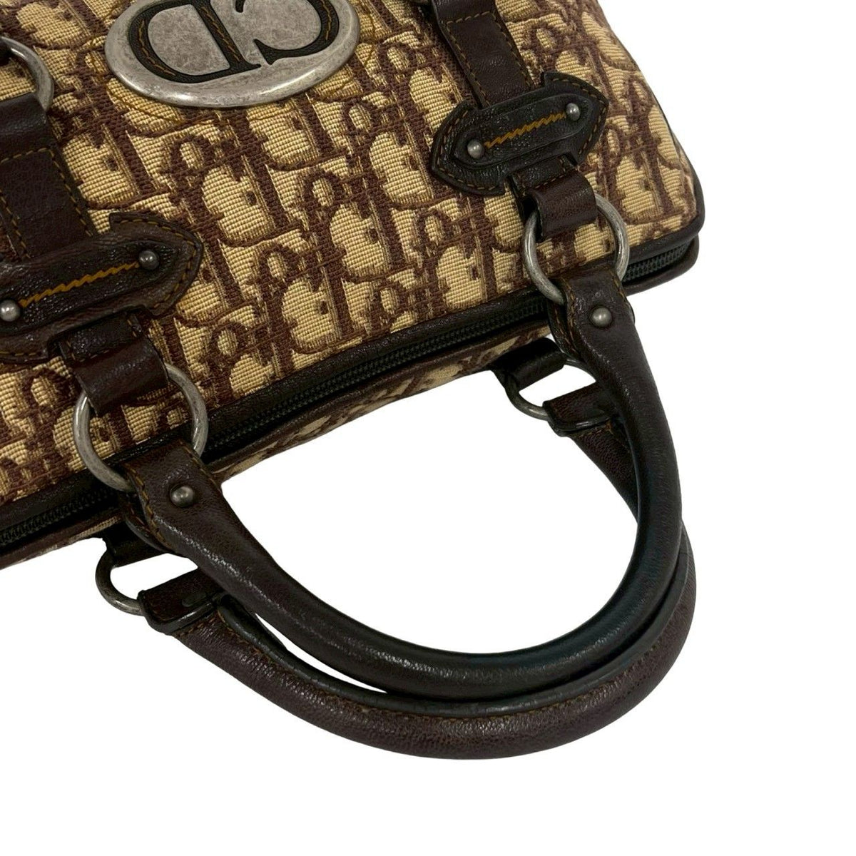 Christian Dior Trotter Canvas Leather Handbag