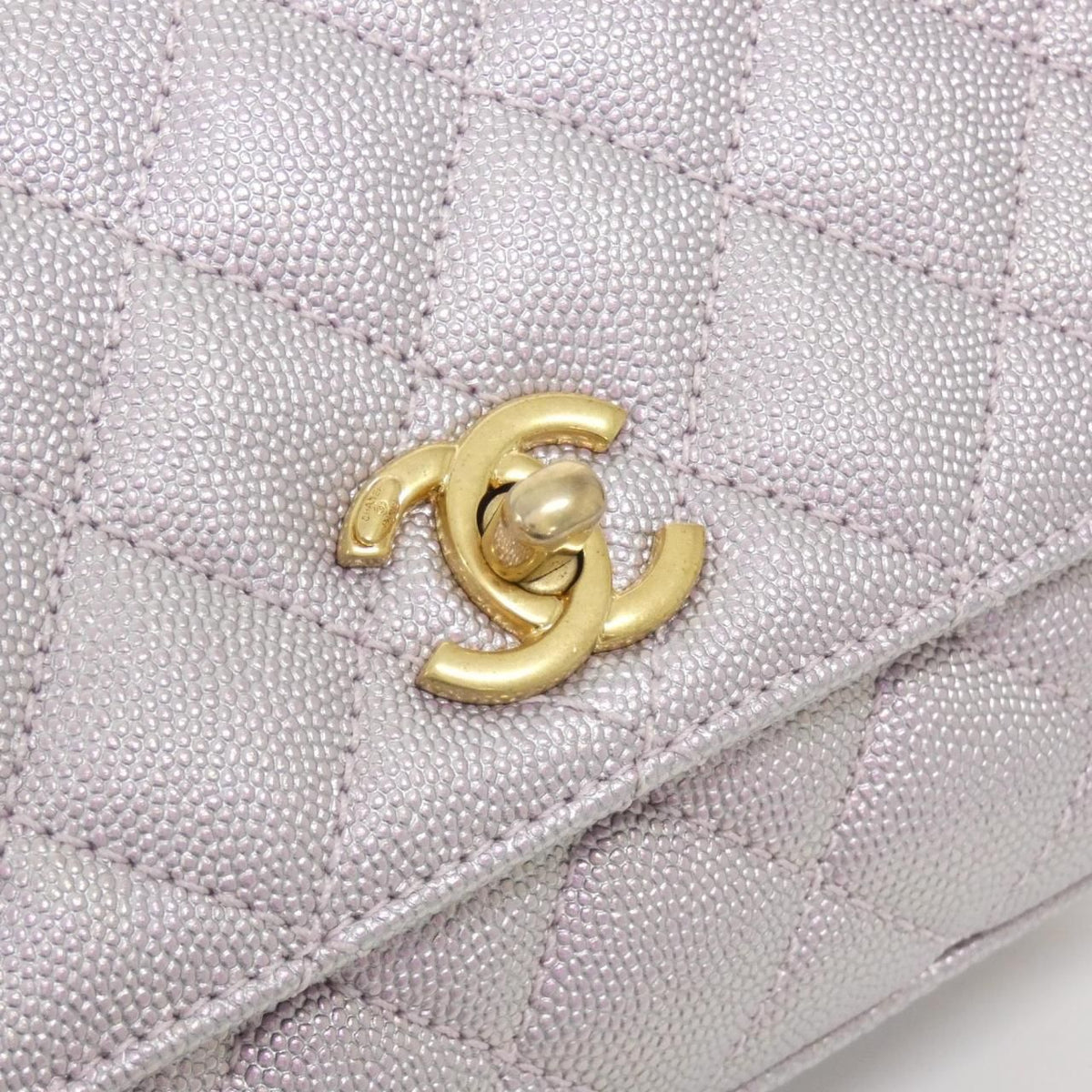 Chanel Coco Handle Metallic Caviar Skin Handbag