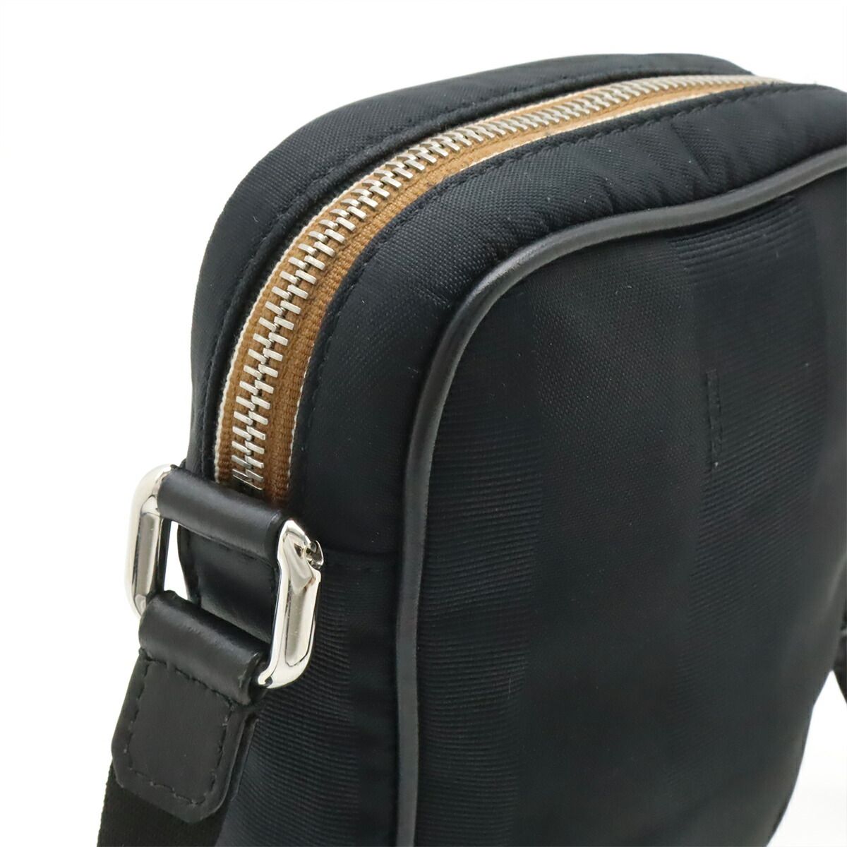 Fendi Pequin Nylon Leather Shoulder Bag