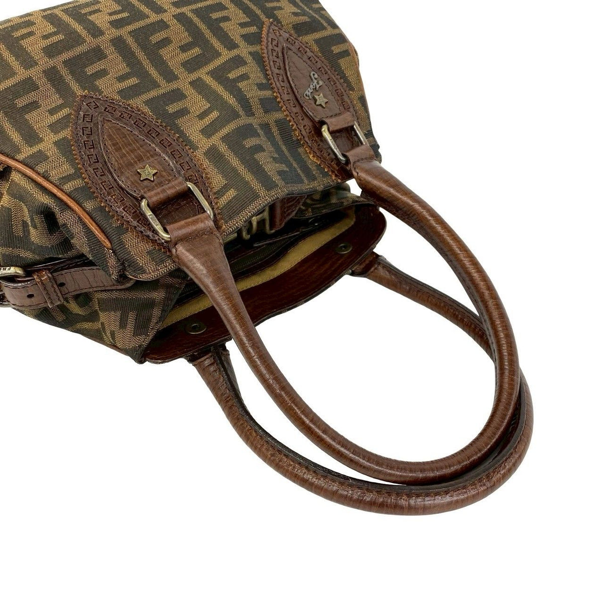 Fendi Zucca Canvas Leather Handbag