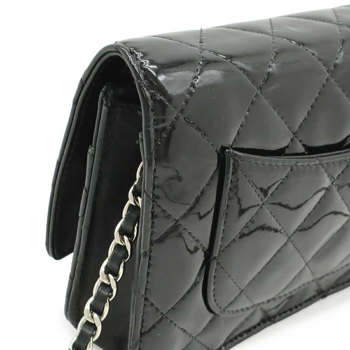 Chanel Matelasse Patent Leather Chain Wallet