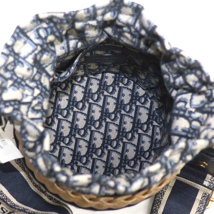 Dior Oblique Wicker Raffia Bucket Bag
