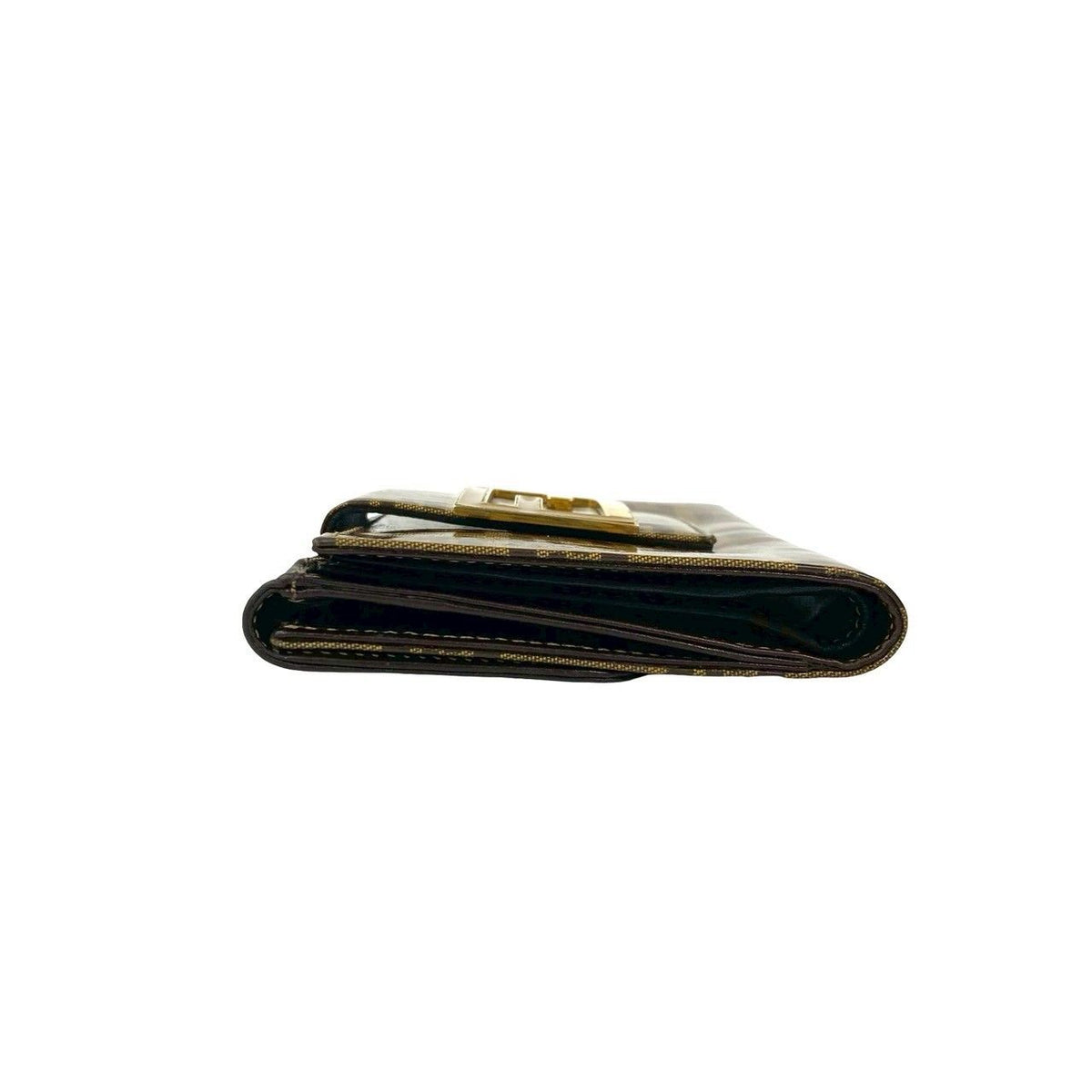 Fendi Zucchino Leather Patent Leather Wallet