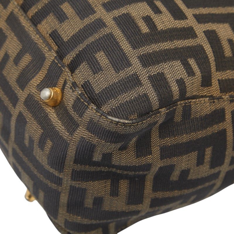Fendi Zucca Canvas Leather Handbag