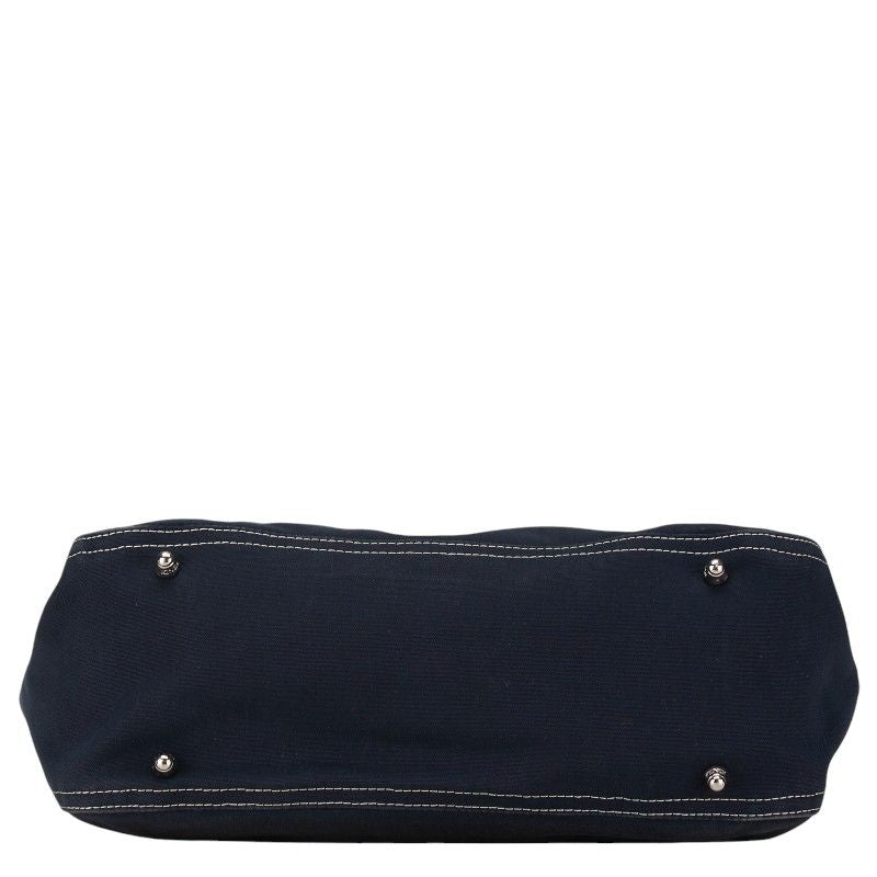 Fendi Logo Hardware Canvas Leather Handbag