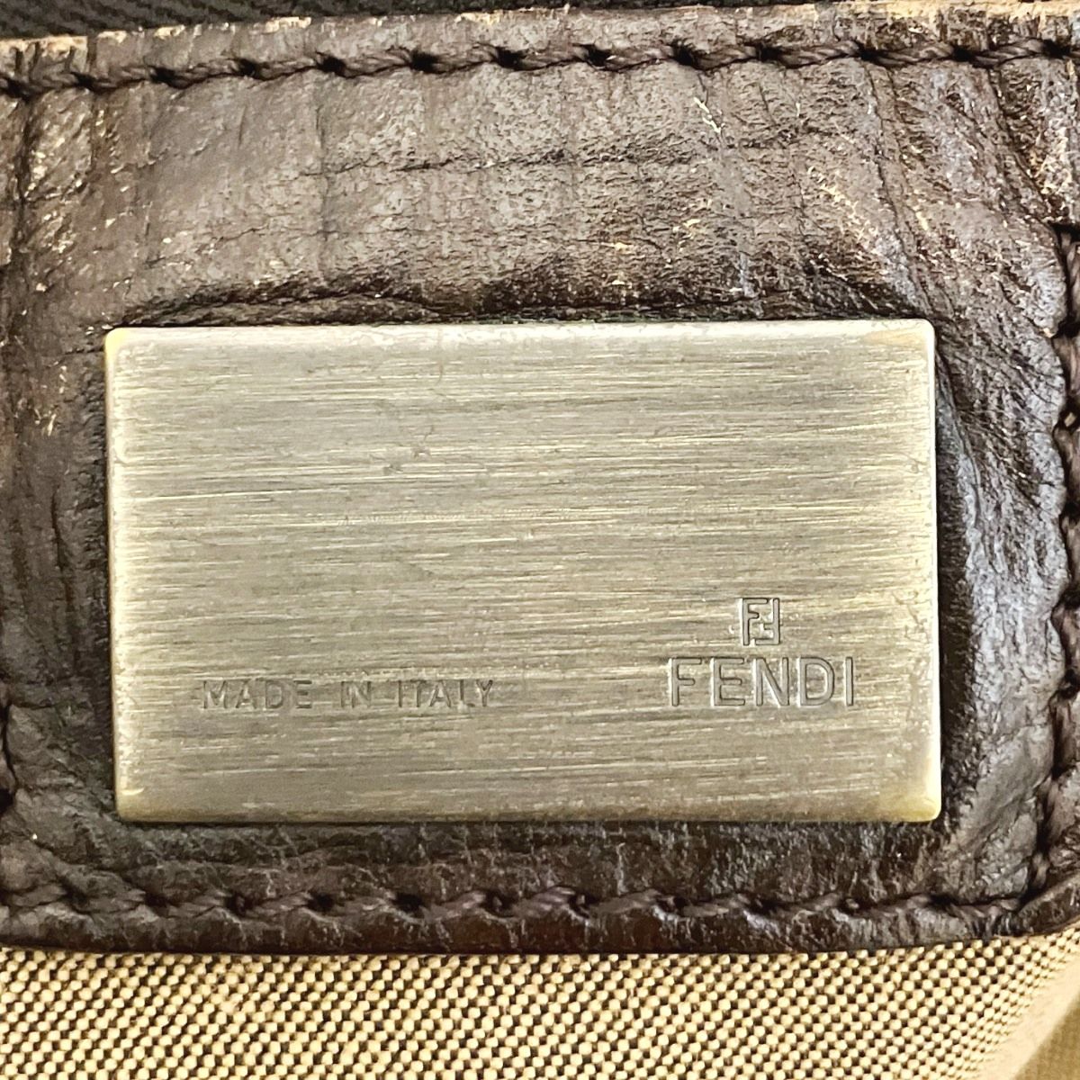 FENDI Zucca Etinico Canvas Leather Tote Bag