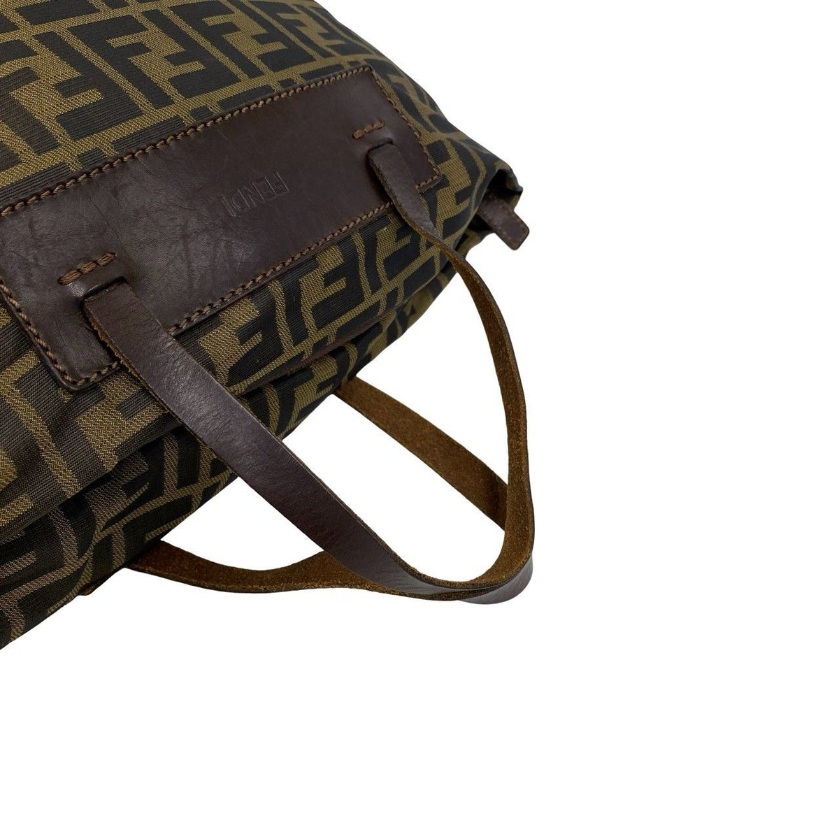 Fendi Zucca Nylon Leather Handbag