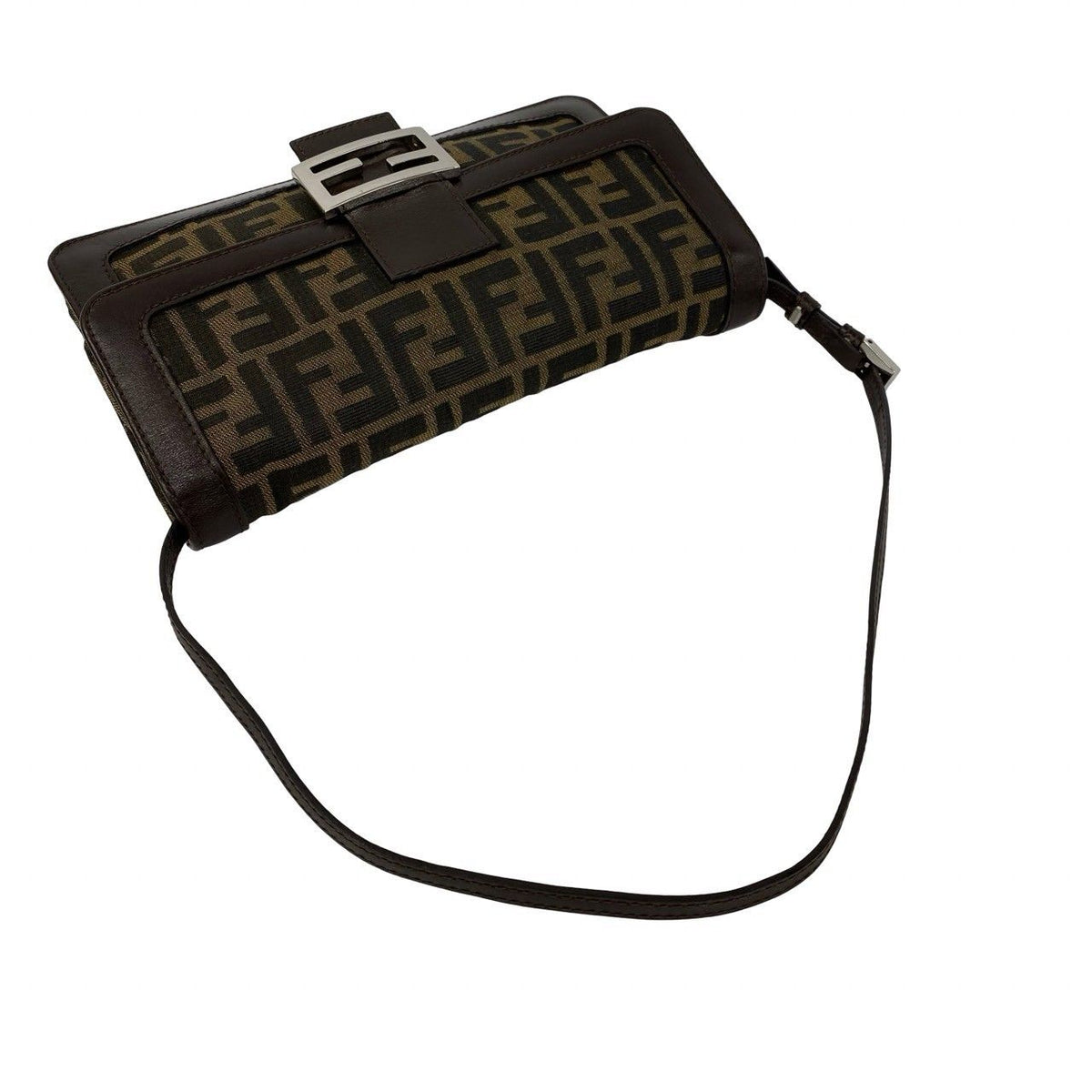 Fendi Zucca Canvas Leather Shoulder Bag