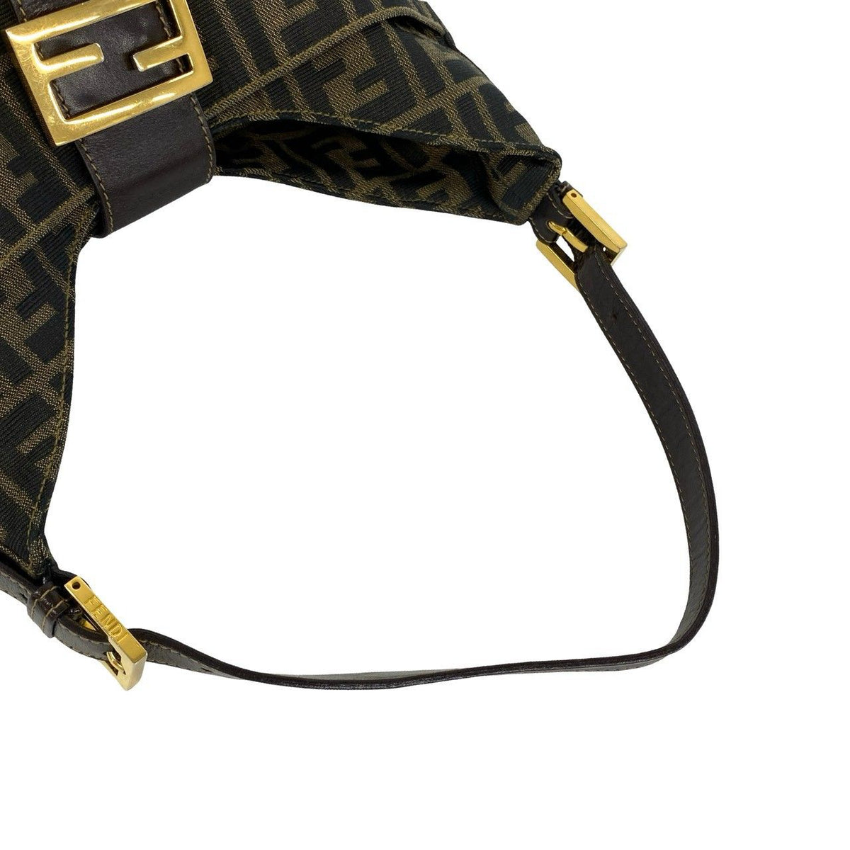 Fendi Zucca Canvas Leather Shoulder Bag