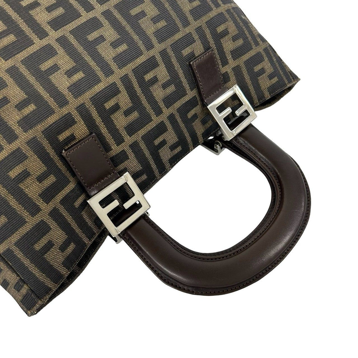 Fendi Zucca Canvas Leather Handbag