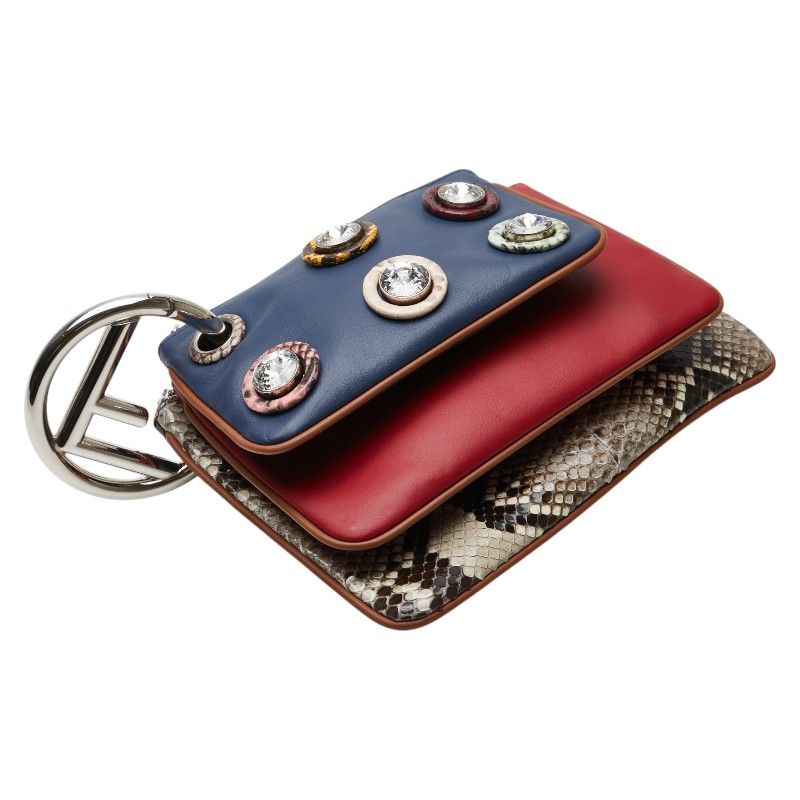 Fendi Triplette Leather Python Pouch