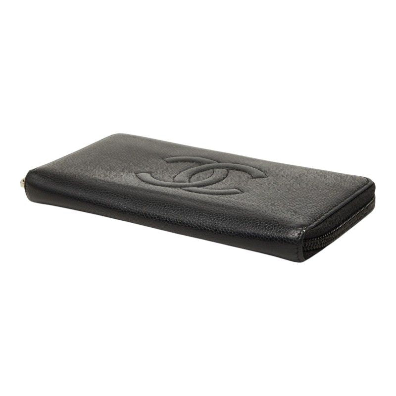 Chanel Caviar Leather Zip Around Long Wallet