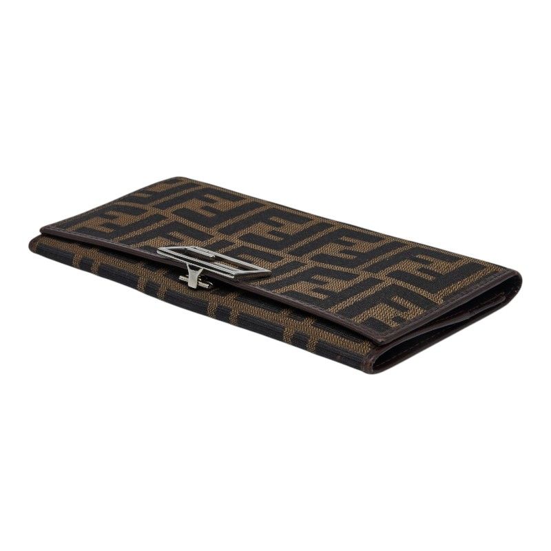 Fendi Zucca Canvas Leather Long Wallet