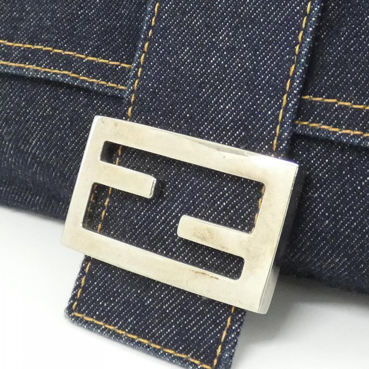 Fendi Mamma Baguette Denim Shoulder Bag
