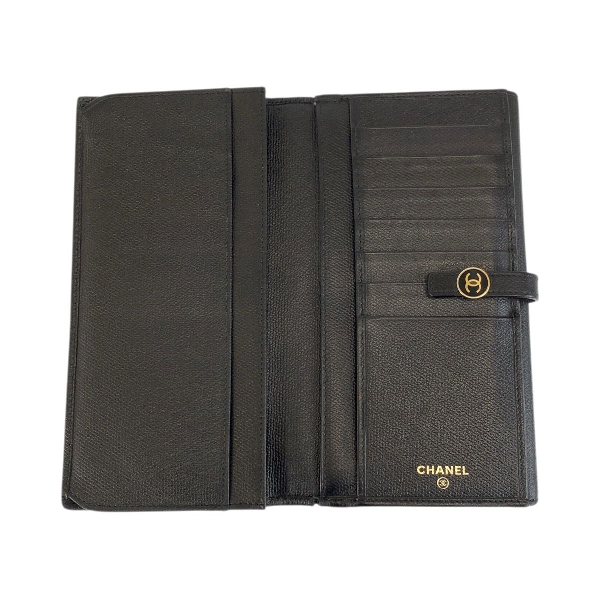 Chanel Coco Button Leather Long Wallet