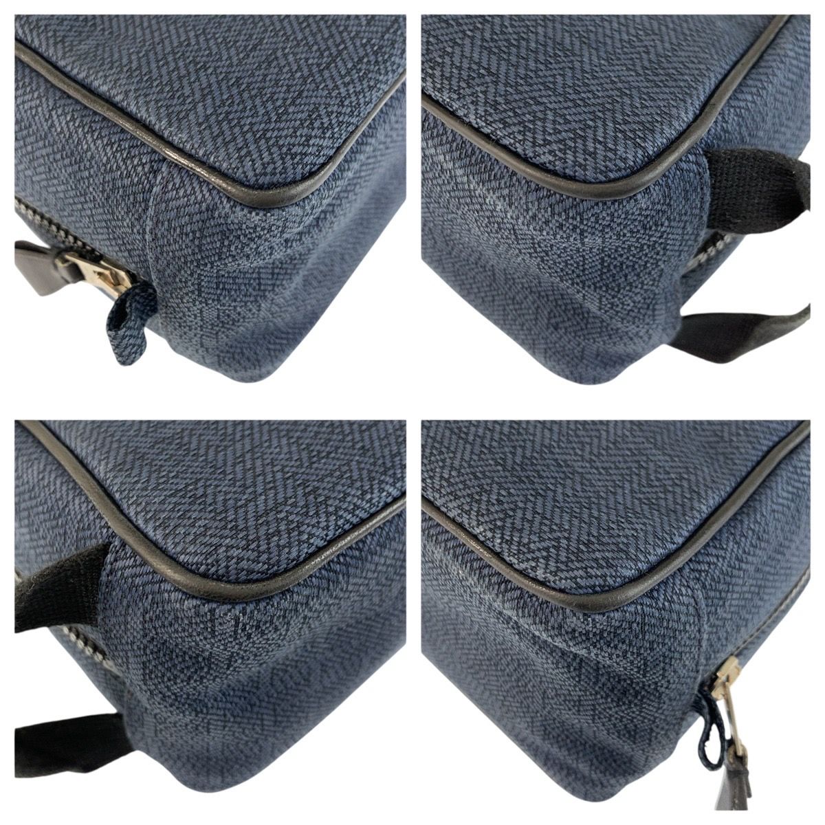 Hermes Globetrotter MM Toile Chevron clutch bag