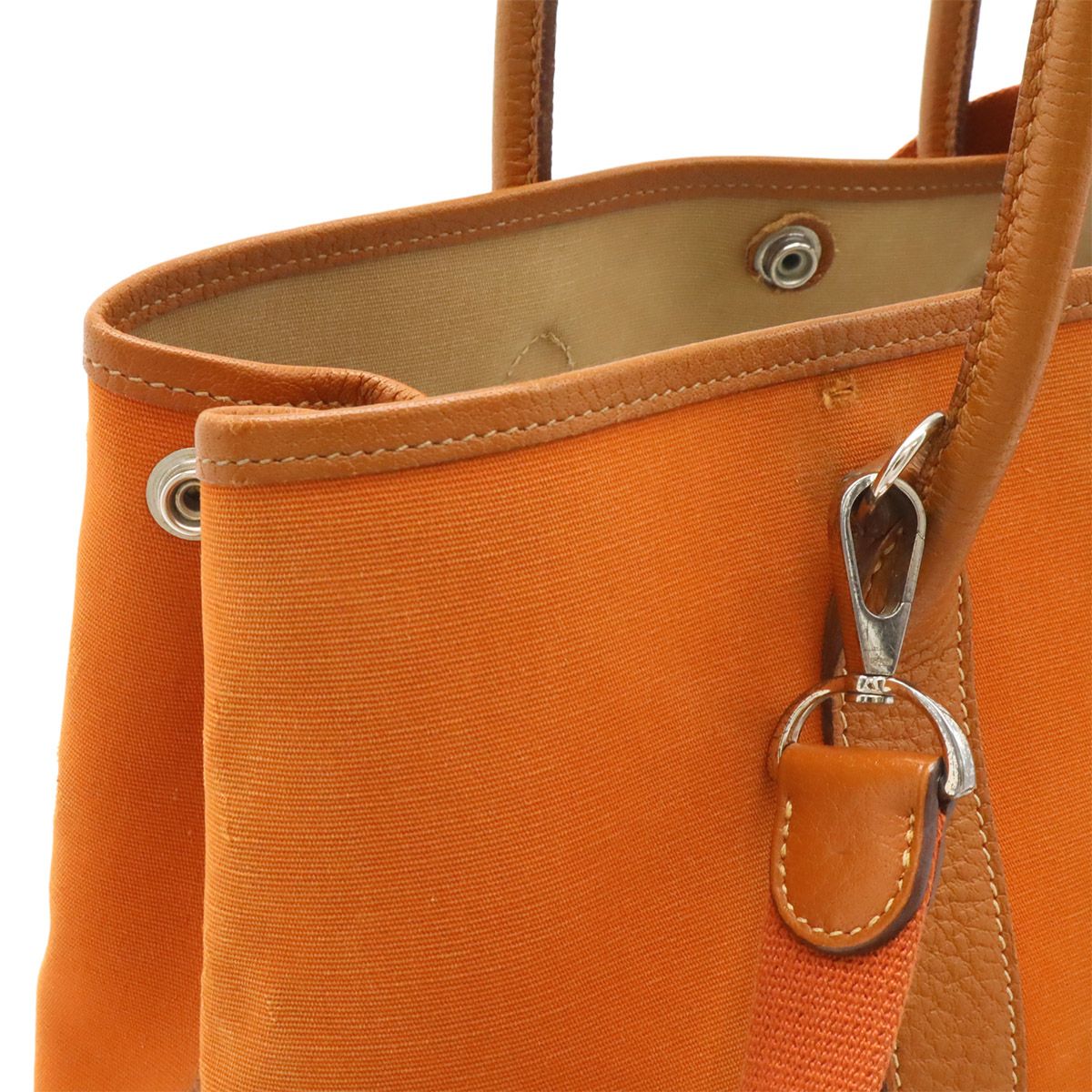 Hermes Garden Party TPM Canvas Leather Tote Bag