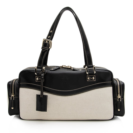 Gucci Canvas Leather East West Multi-Pocket Satchel (SHF-22759)