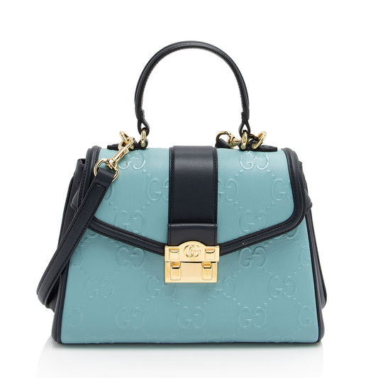 Gucci GG Debossed Leather Small Top Handle (SHF-ur1BGP)
