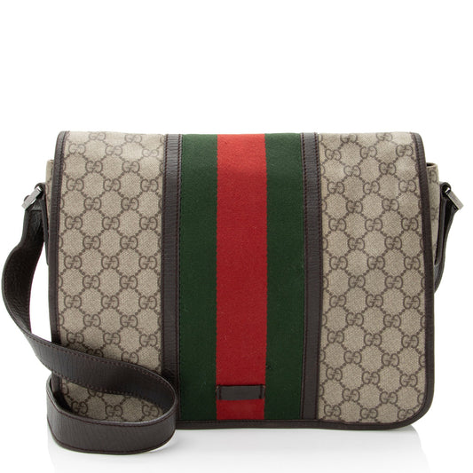 Gucci GG Supreme Web Medium Flap Messenger
