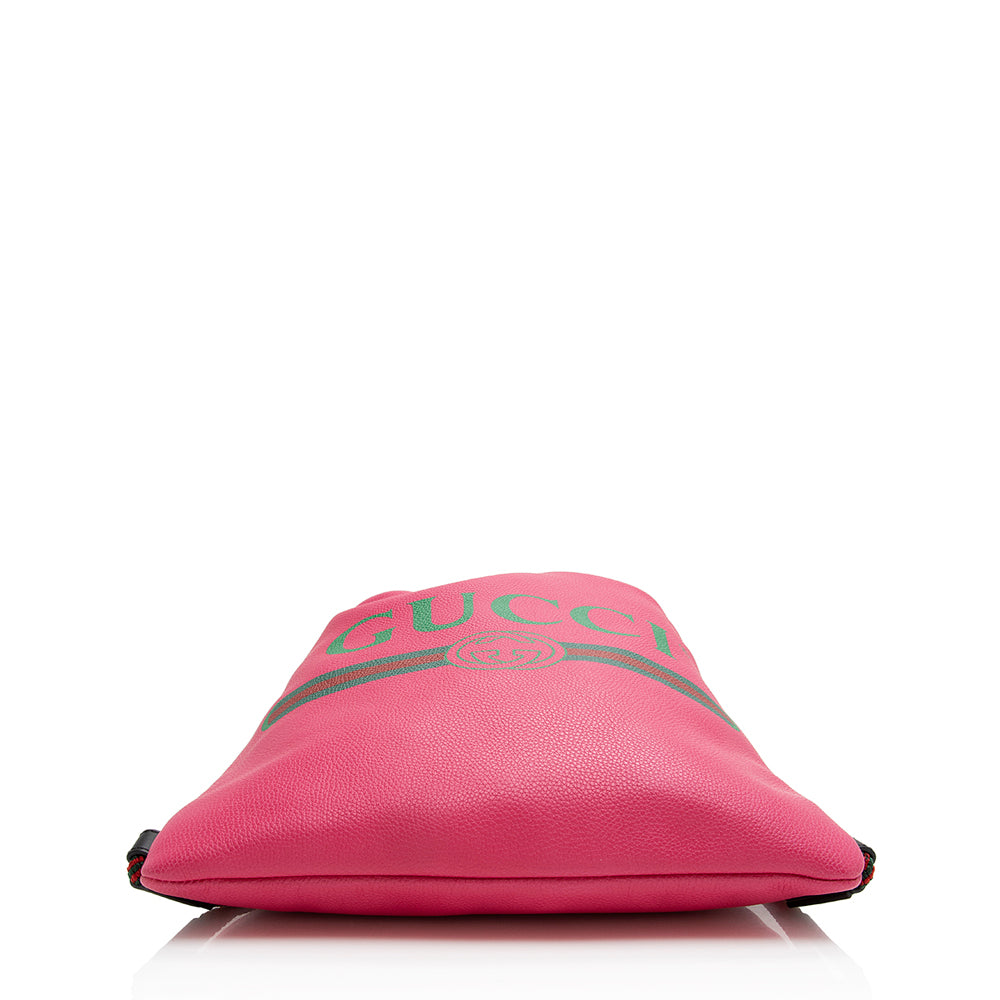 Gucci Leather Logo Drawstring Backpack (SHF-21880)