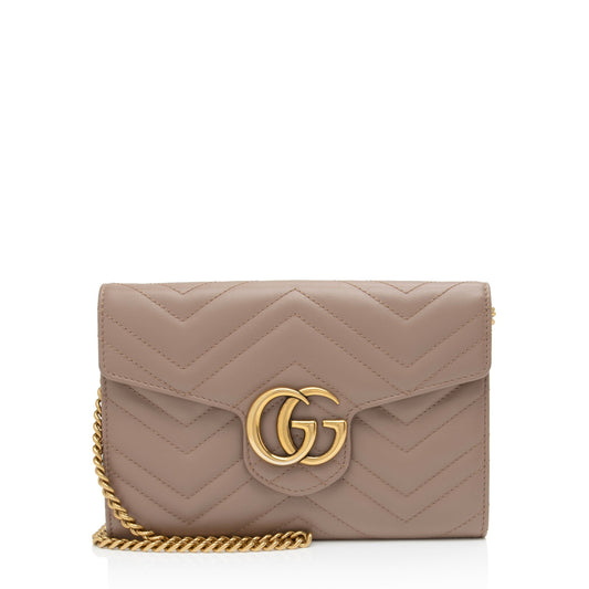 Gucci Matelasse Leather GG Marmont Flap Mini Wallet Bag (SHF-L9tXYx)