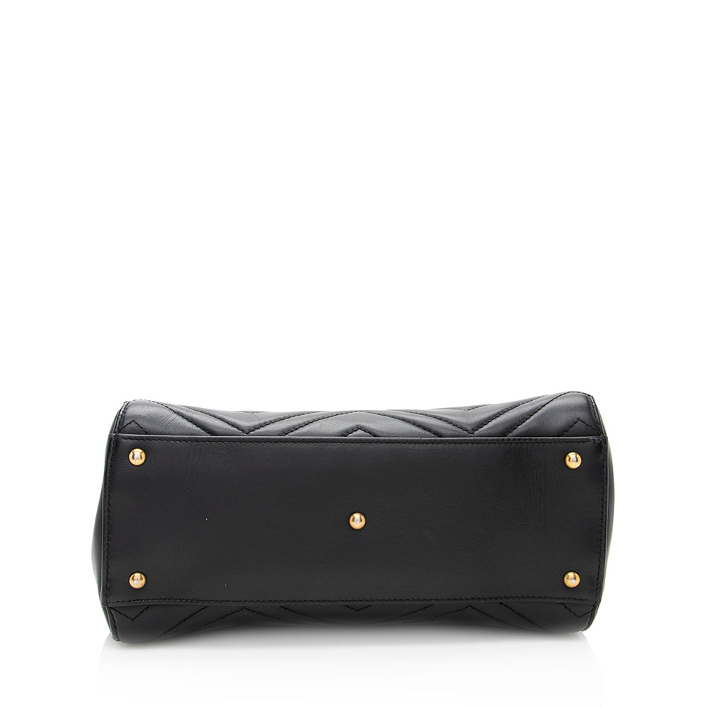 Gucci Matelasse Leather GG Marmont Top Handle Small Satchel (SHF-19560)