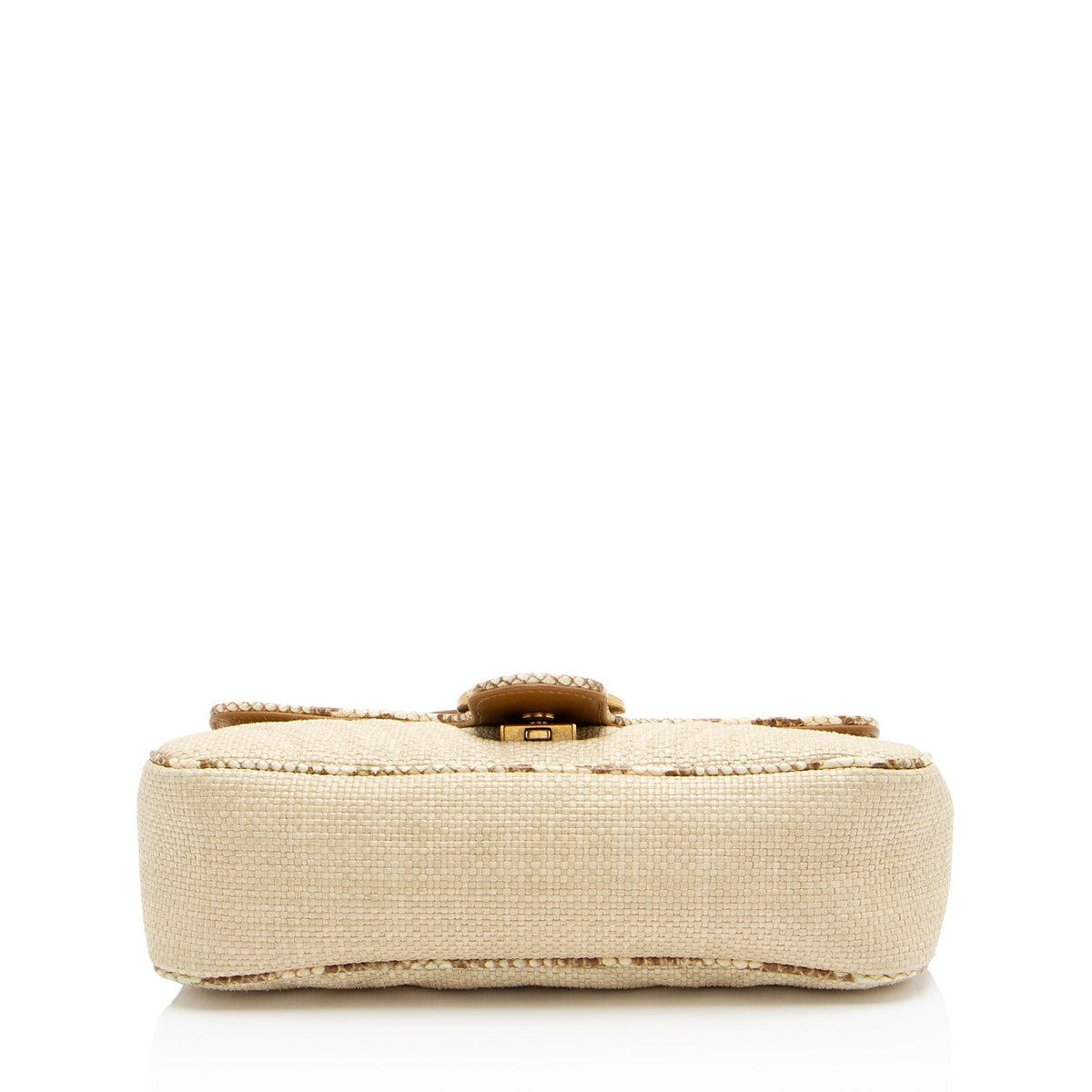 Gucci Raffia Snakeskin GG Marmont Small Flap Bag