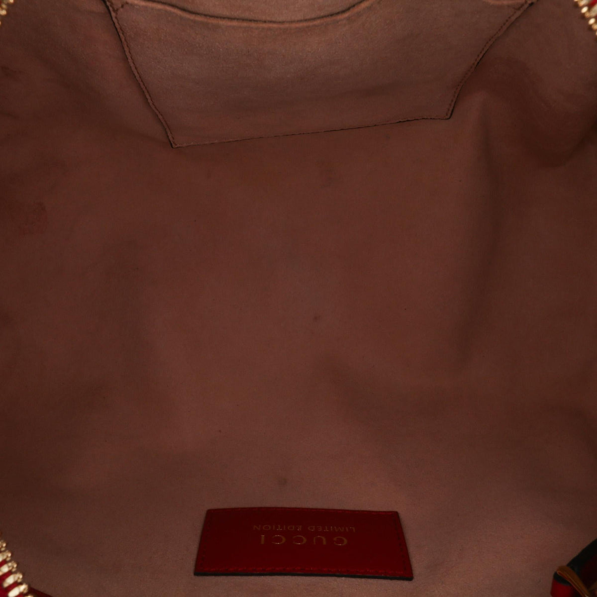 Gucci Small GG Supreme Kingsnake Heart Embroidered Satchel