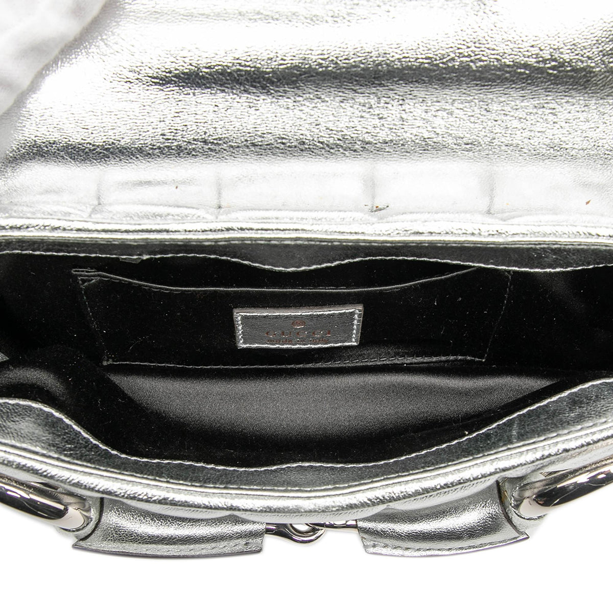 Gucci Small Metallic Quilted Leather Horsebit Chain Satchel