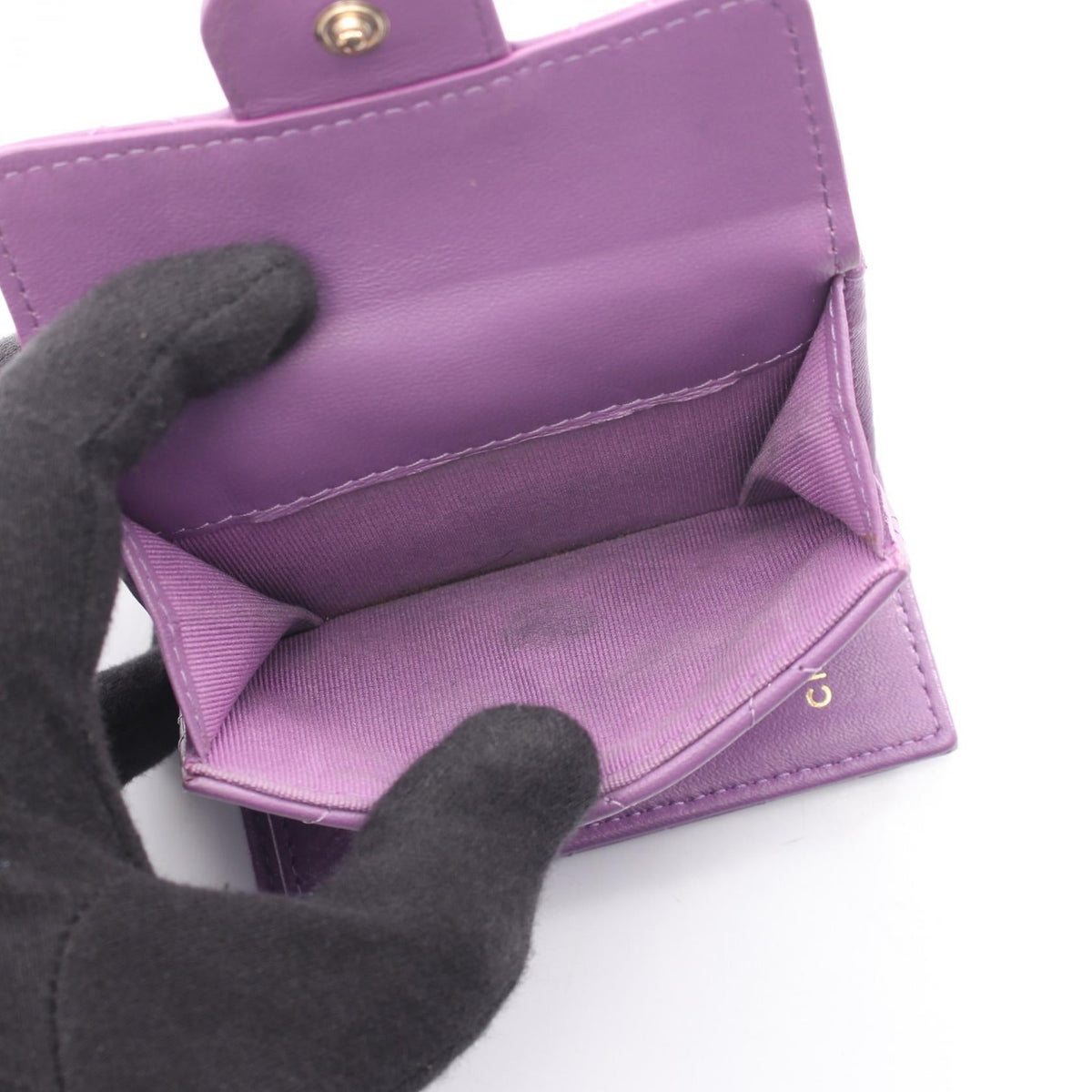 CHANEL Purple Classic Small Flap Wallet Matelasse Lambskin (sheep leather) AP0230 2107400255738