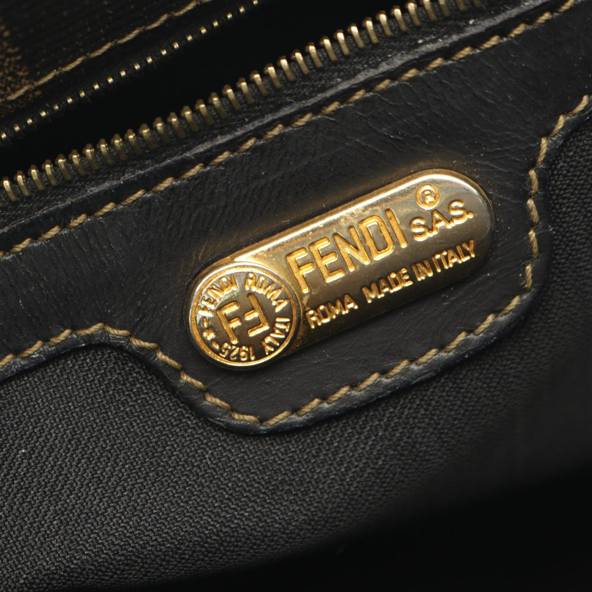 FENDI Pecan Shoulder Bag Brown/Black PVC coated canvas leather 13926 2101220083281