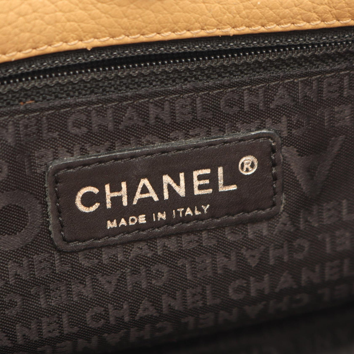CHANEL Beige Logo fringe Grained Calfskin leather 2101220058241