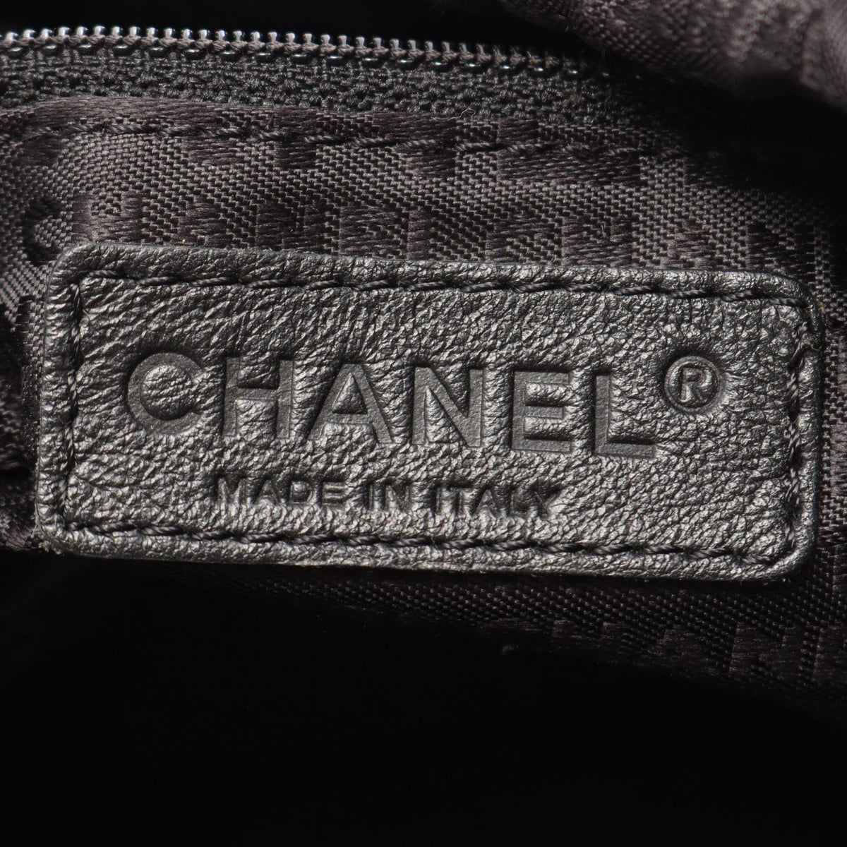 CHANEL Black Chocolate bar drawstring bag with fringe leather 2101220036546