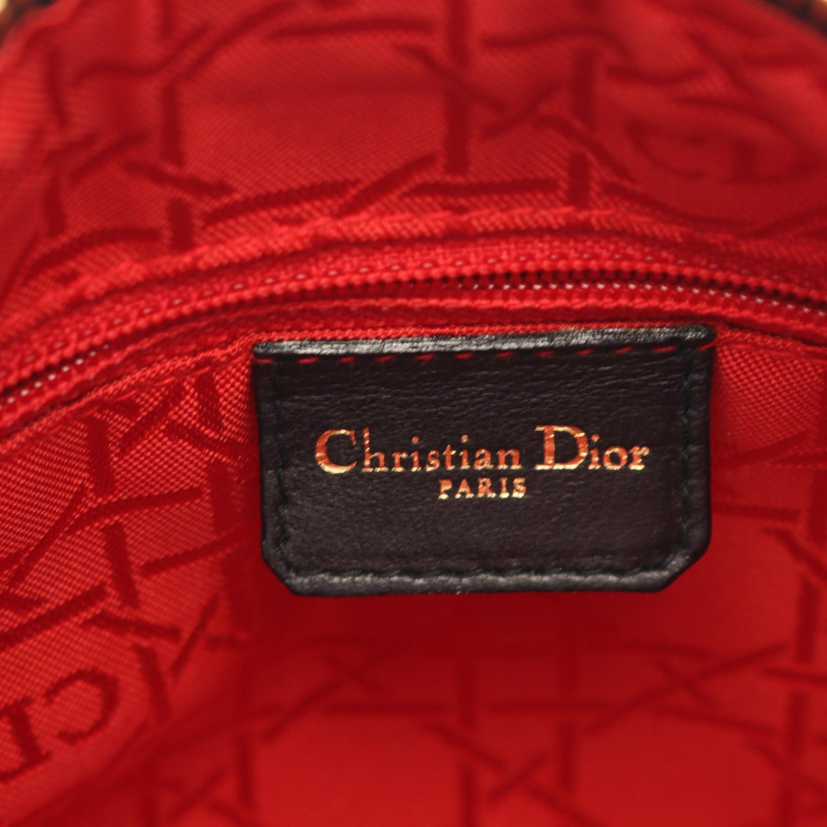 Dior LADY DIOR Christian Dior Cannage 2WAY Handbag Black leather 2101220031374
