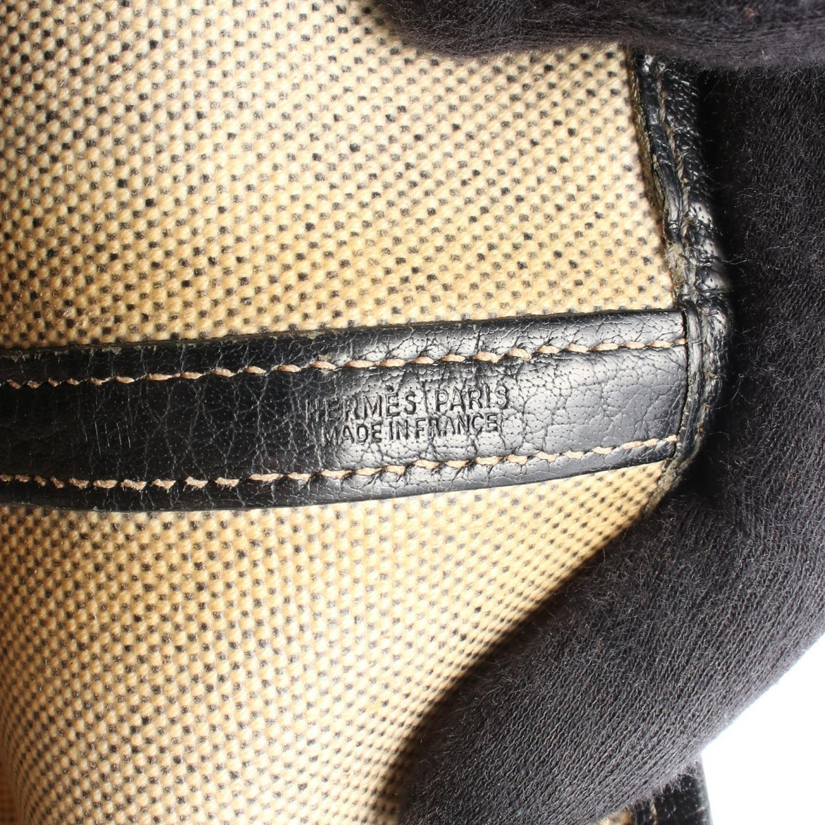 HERMES Garden party PM Tote Bag Gray/Black Toile H canvas leather Buffalo leather 2101220021085