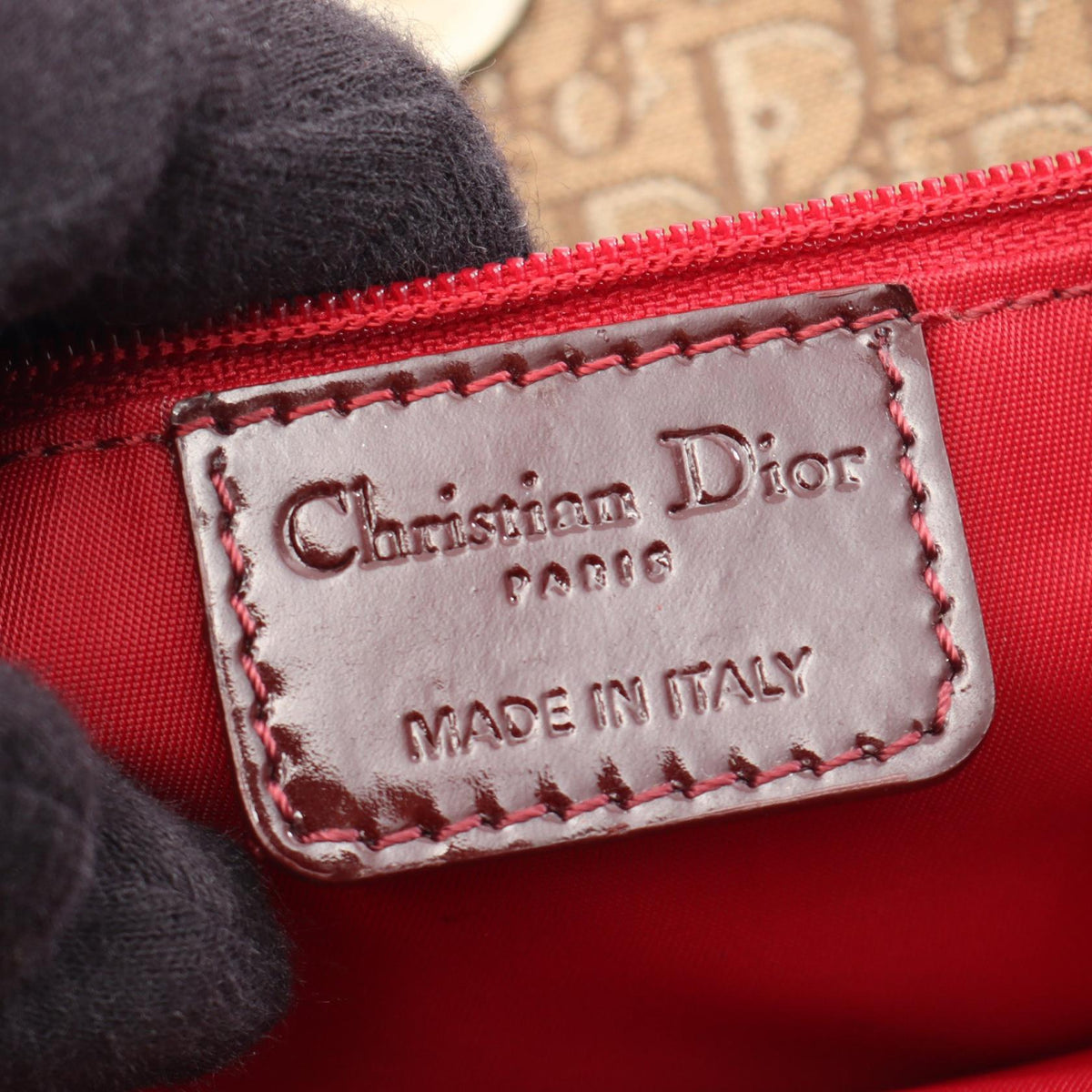 Dior Trotter Tote Bag Beige/Bordeaux canvas Patent leather Suede 2101220012915