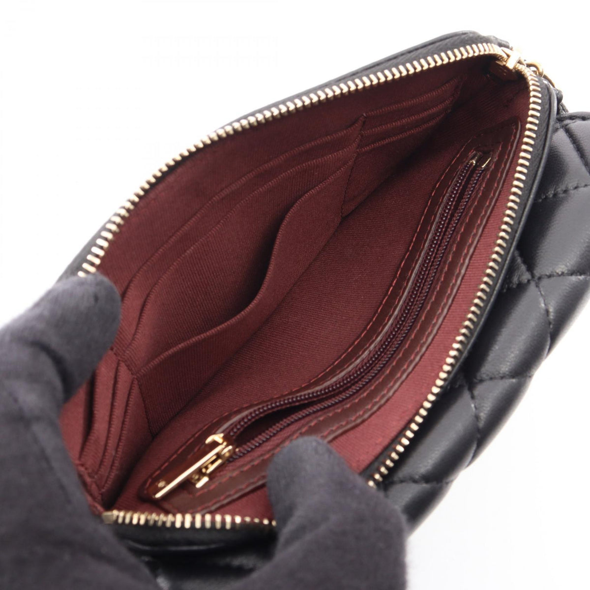 CHANEL Black Matelasse Chain Phone Case Wallet Lambskin (sheep leather) AP2096 2107601168462