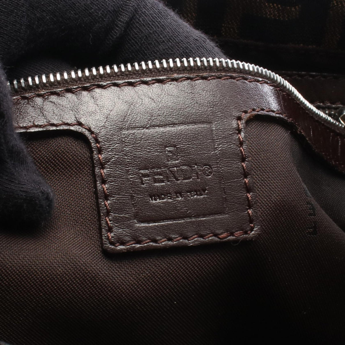 FENDI Mamma bucket Zucca Shoulder Bag Brown canvas�leather 2101220004088
