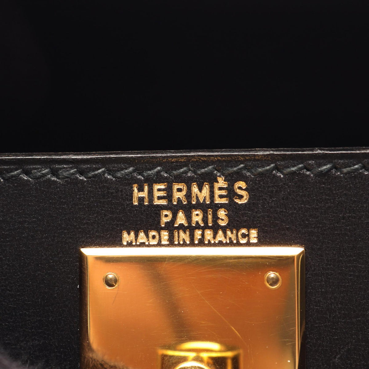 HERMES Kelly 28 2WAY (External Stitching) Handbag Black Box calf leather Calfskin (cowhide) 2101219996318