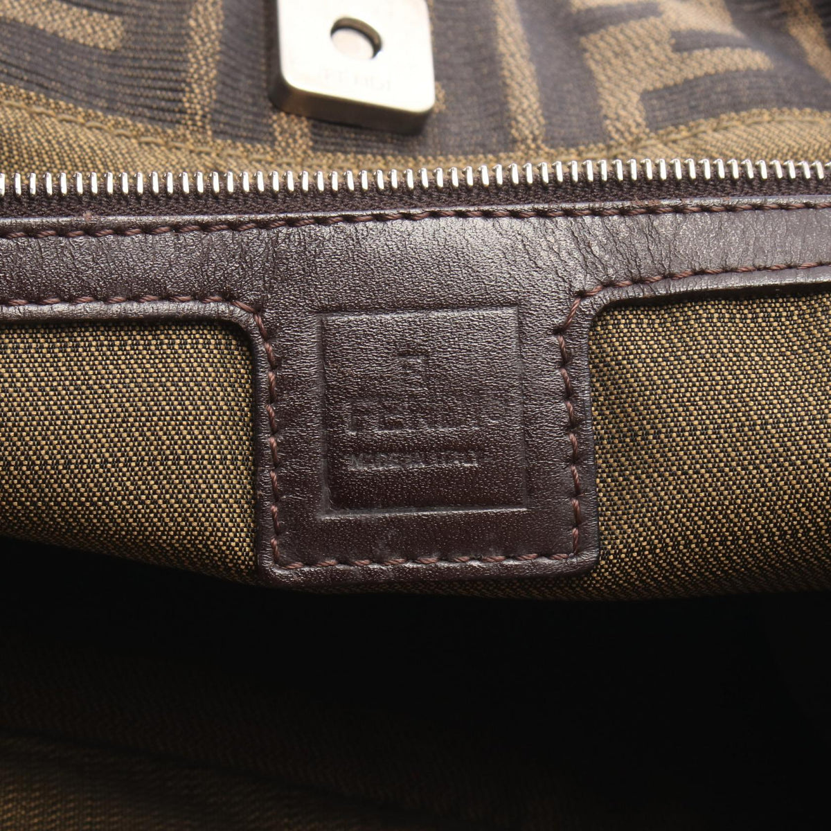 FENDI Zucca Tote Bag Brown canvas�leather 2101219988757