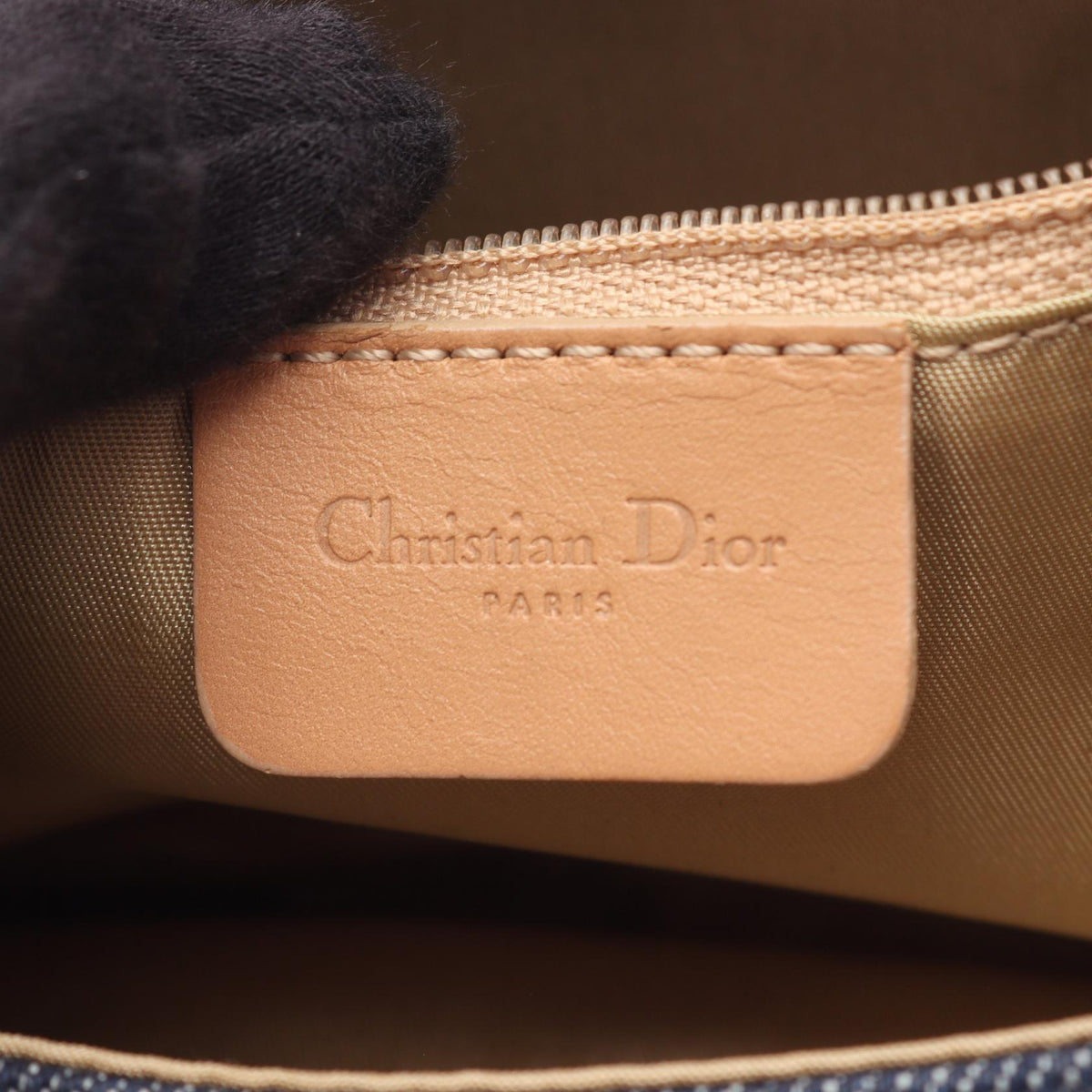 Dior Maris Pearl Shoulder Bag Navy/Beige denim leather 2101219988924