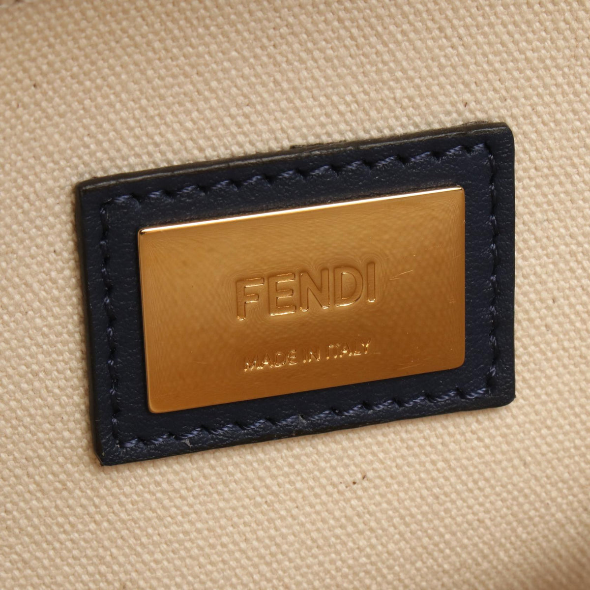 FENDI Peekaboo Regular 2WAY Handbag Beige/Navy/Red canvas�leather 8BN290 2101219982625