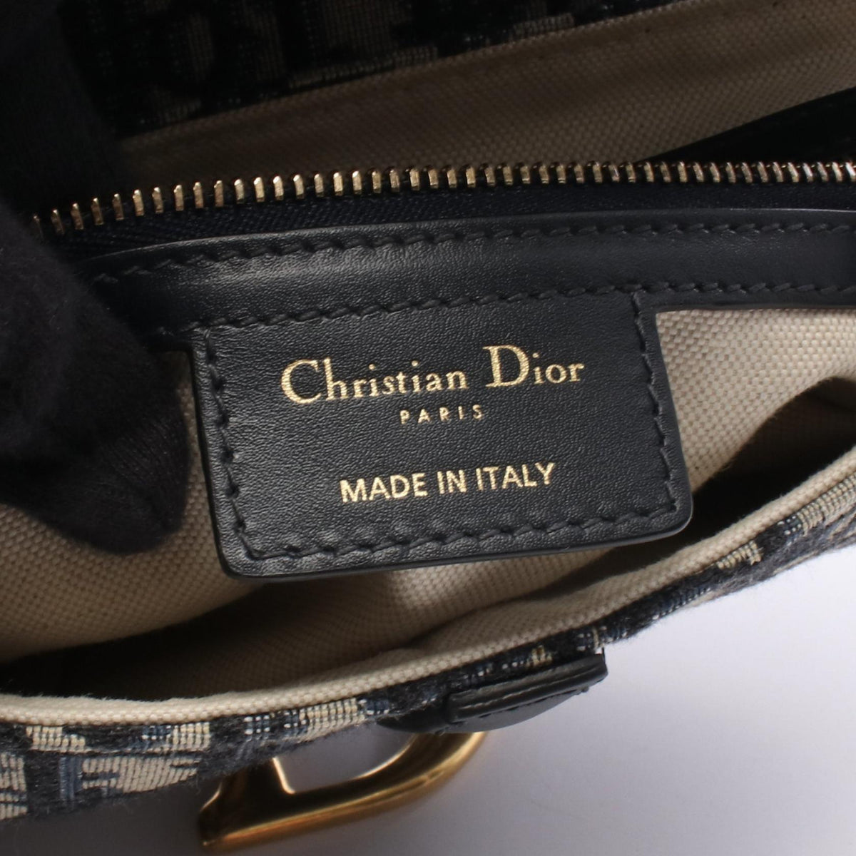 Dior SADDLE Oblique 2-Way Saddle Handbag Navy/Beige canvas�leather 05-RU-1108 2106800635867
