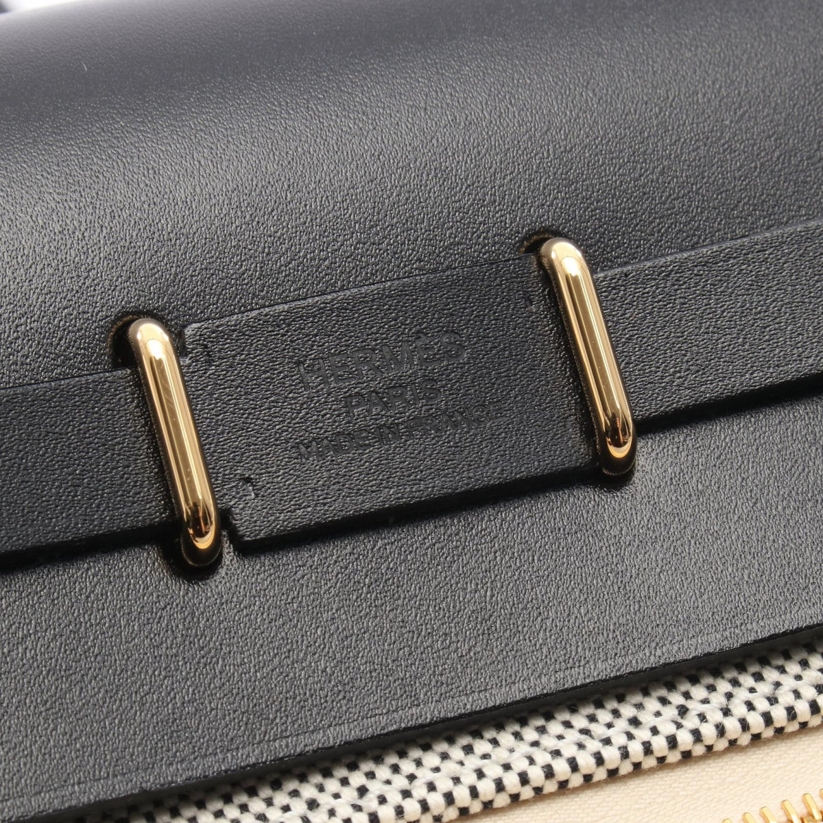 HERMES Airbag Zip Mini Shoulder BagEcru Ecru Gray/Black Toile H canvas leather Toile H / Vache leather Hunter 2107400257459