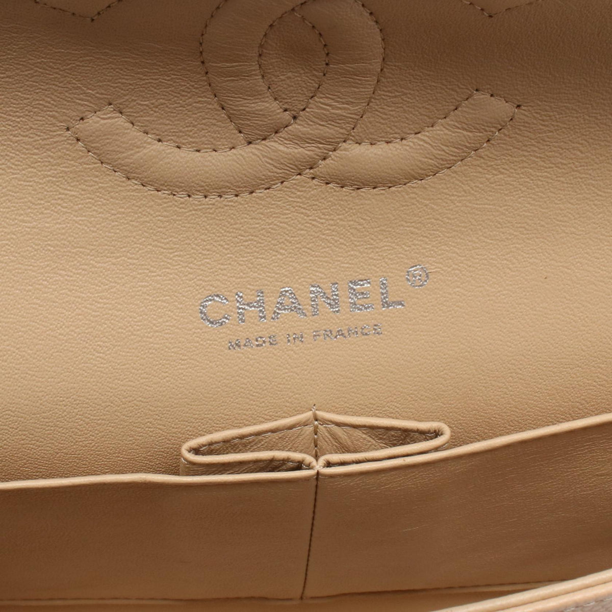 CHANEL Beige Matelasse W flap Grained Calfskin leather A01112 2106800634808