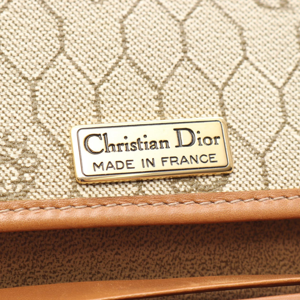 Christian Dior Honeycomb Shoulder Bag Beige/Brown PVC coated canvas�leather 2101219967493