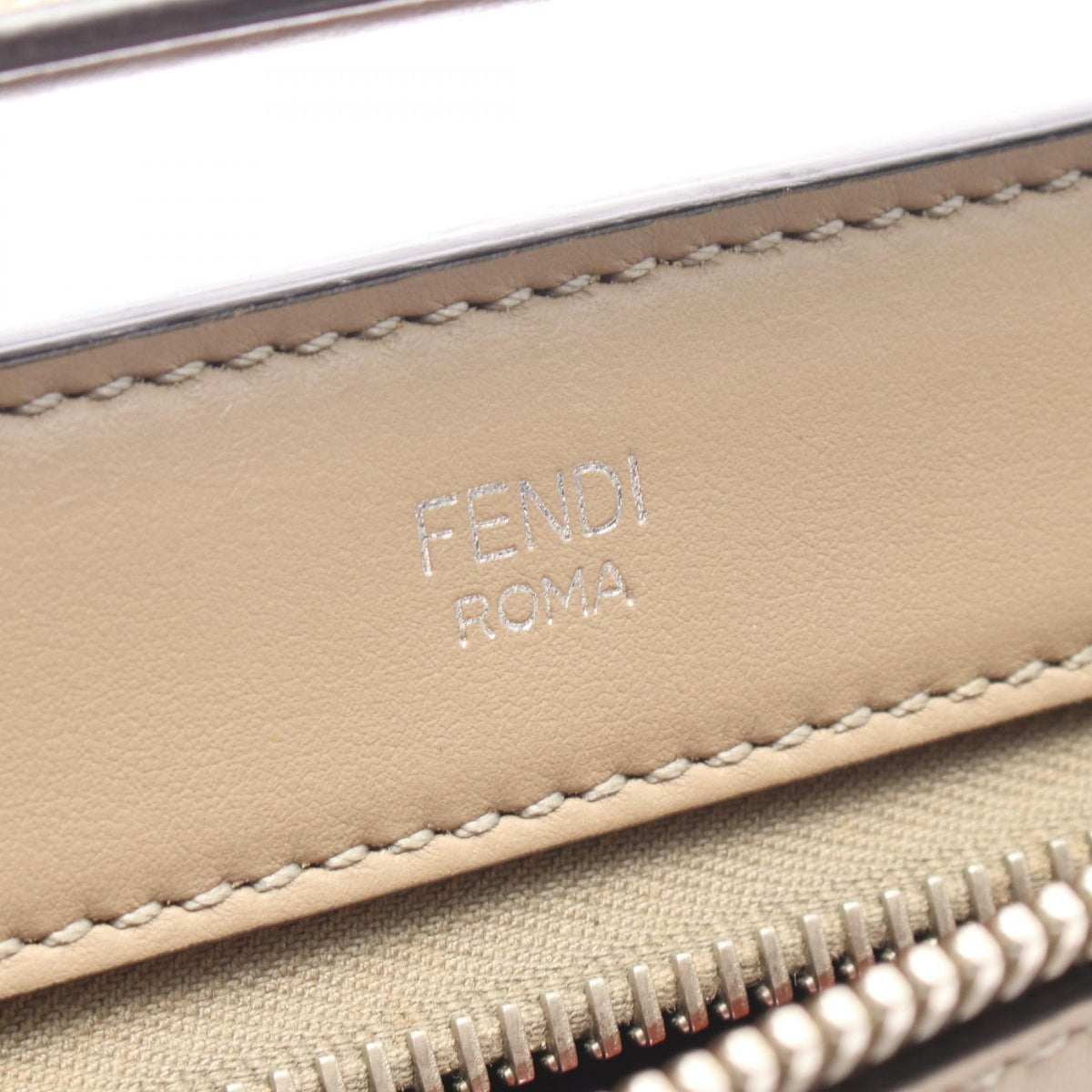FENDI DOT COM 2WAY Handbag Beige leather 2101219958279
