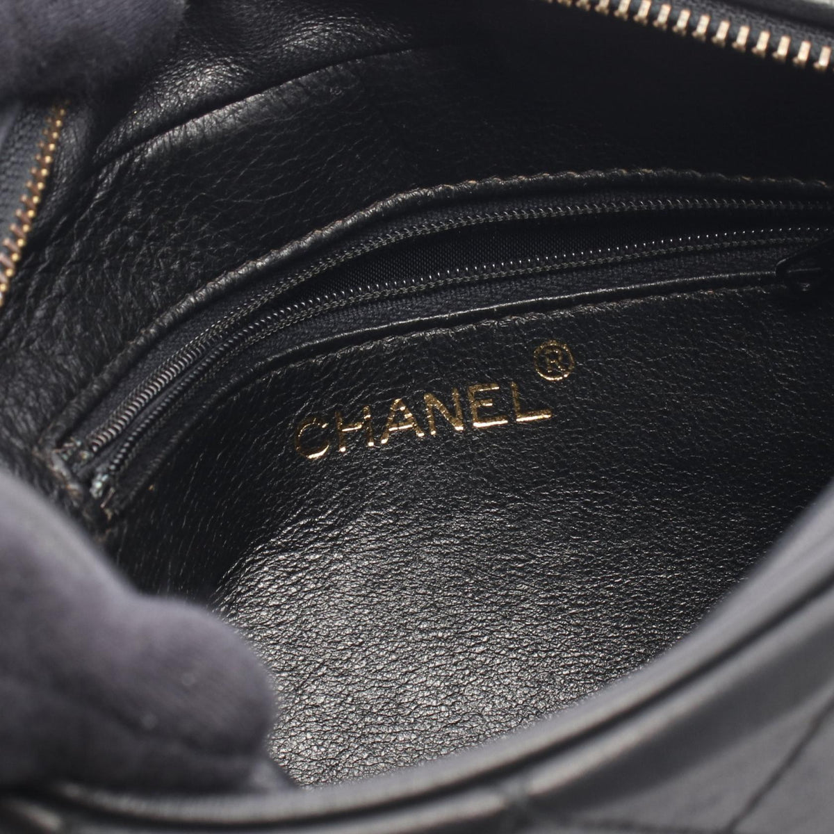 CHANEL Black Matelasse Fringe Mini Chain Shoulder Lambskin (sheep leather) 2101219939087