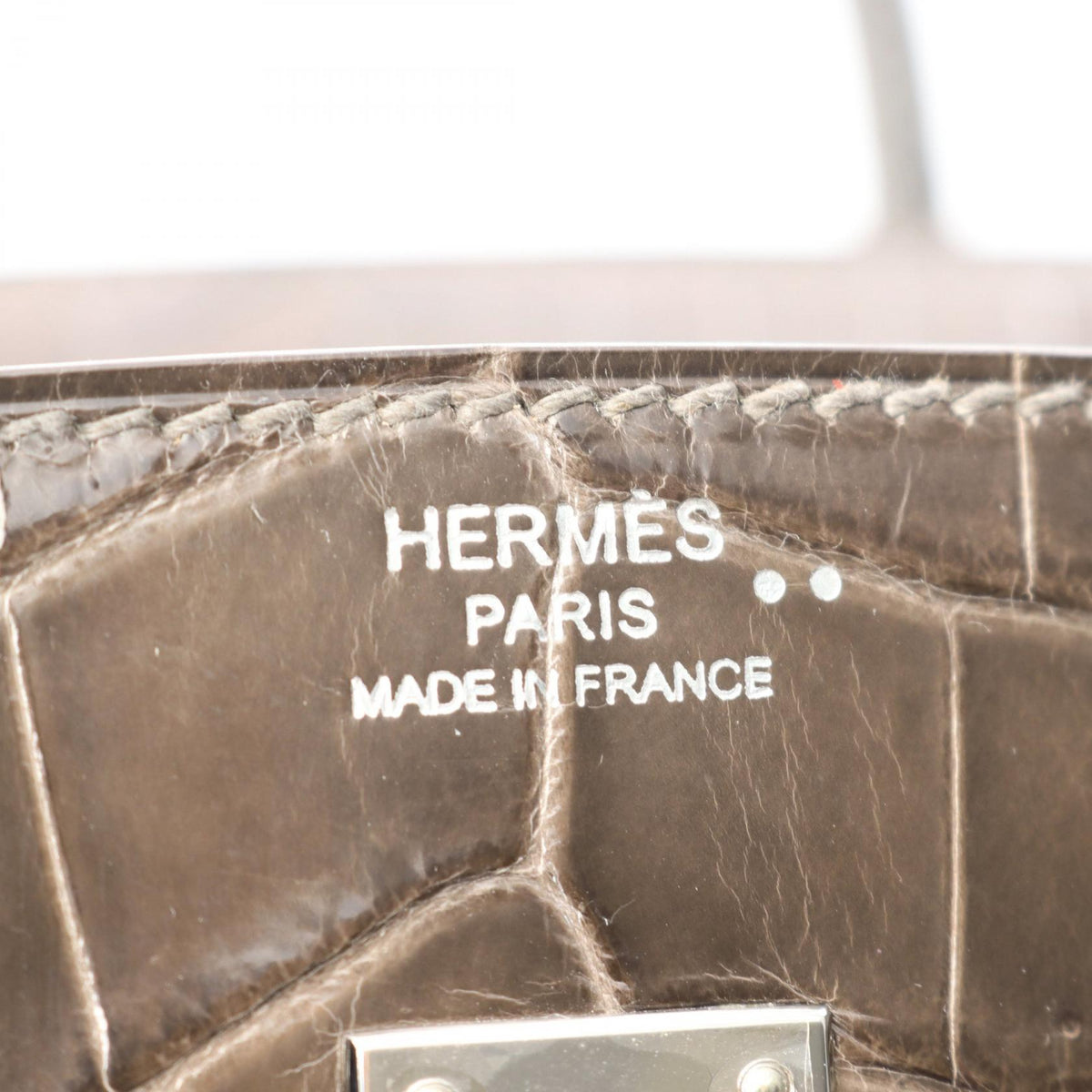 HERMES Birkin 25 Griffonce Handbag Gray Exotic leather Niloticus crocodile skin lyse 2104102514781